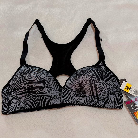 Reflex Tops - Reflex Polyester Black and Gray Women's Medium Wireless Sports Bra NWT